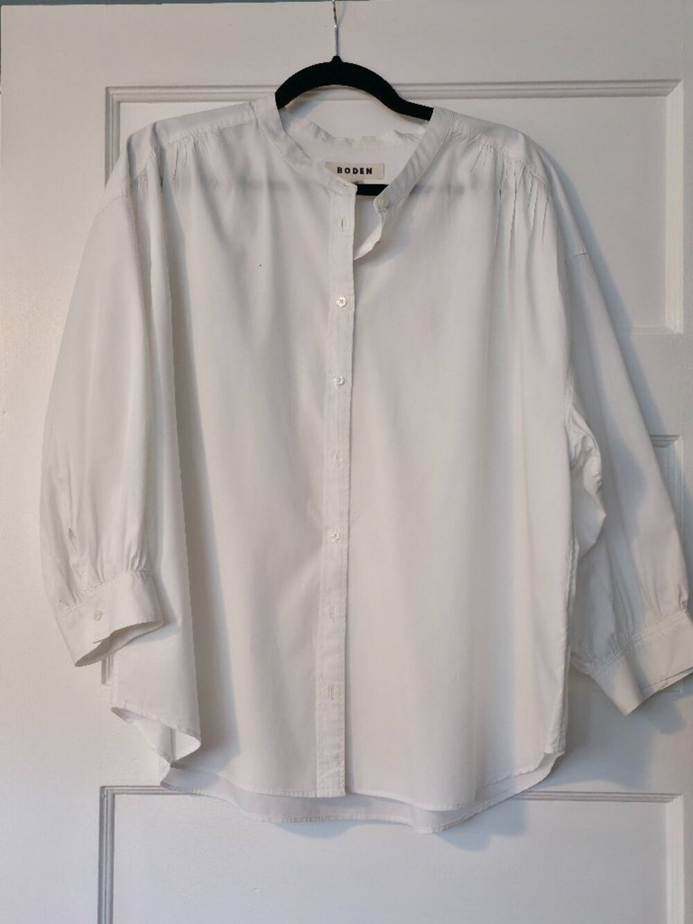Boden Button Front White Cotton Blouse